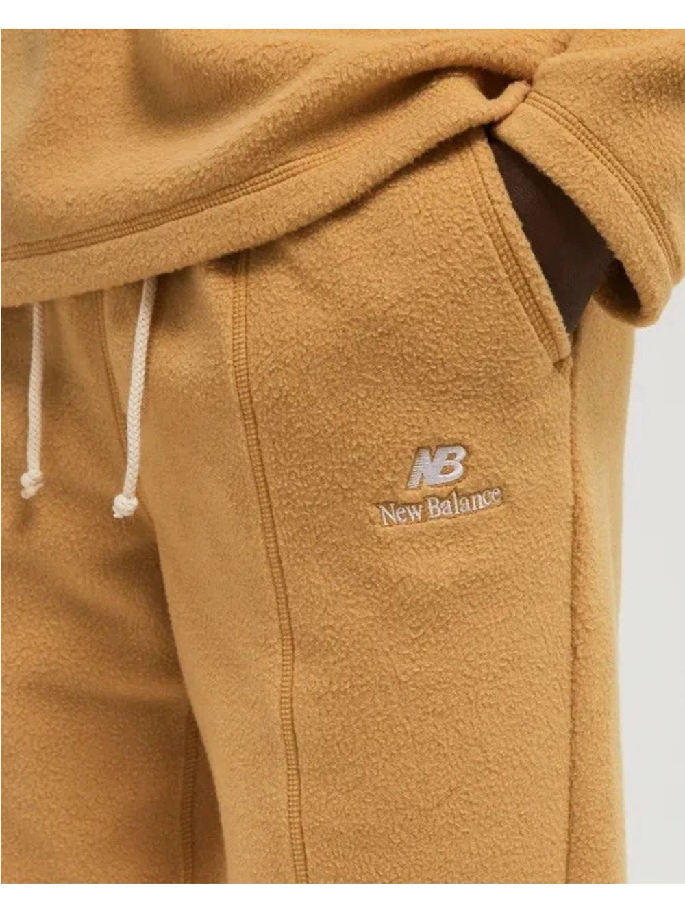 New Balance Made in USA Sherpa Fleece Pant Dolce Beige Sz Medium‎ MP43540 - Picture 2 of 10